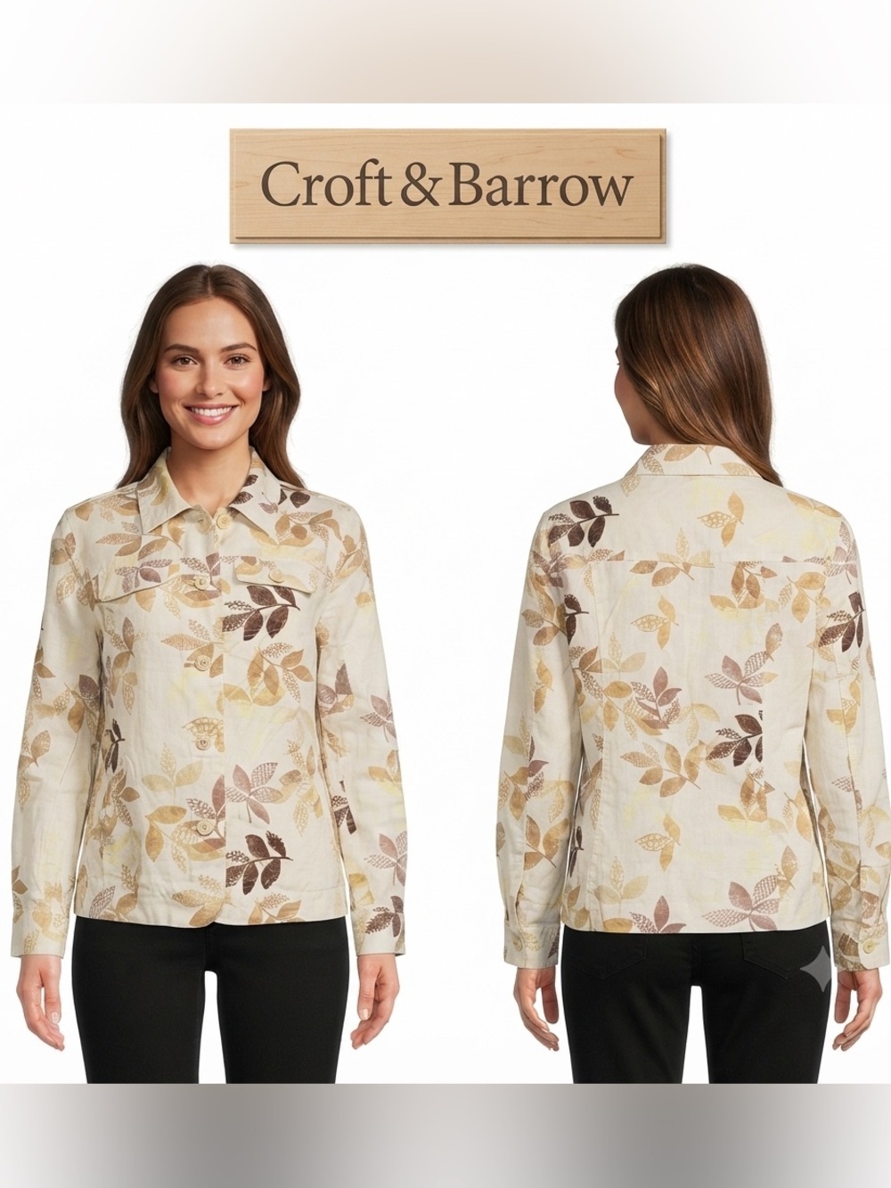 Croft & Barrow Linen Blend Button Up Lightweight Shirt/Jacket Medium